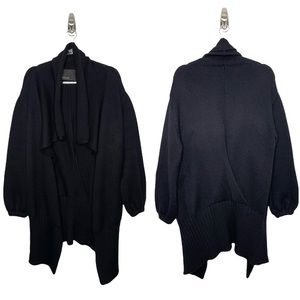 Yigal Azrouel | 100% Merino Wool Long Waterfall Cardigan Black Medium